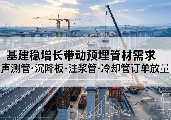 南皮基建稳增长带动预埋监测管材需求，声测管、沉降板、注浆管订单持续放量